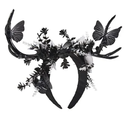 Gothic Christmas Gift Antler Headband Retro Deer Horn Hairband Xmas Horns Headdress Hair Accessories