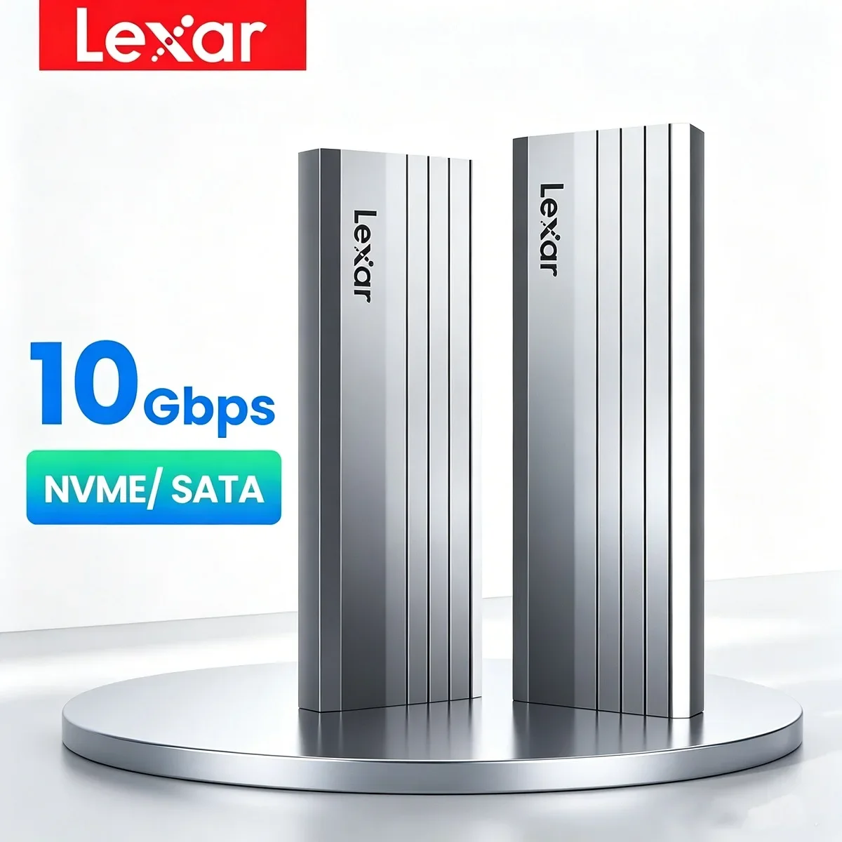 Lexar Supports NVMe Dual Protocol E300 NVMe Case USB 3.2 Gen 2 10Gbps Aluminum Alloy Enclosure Compatible with M and B+M