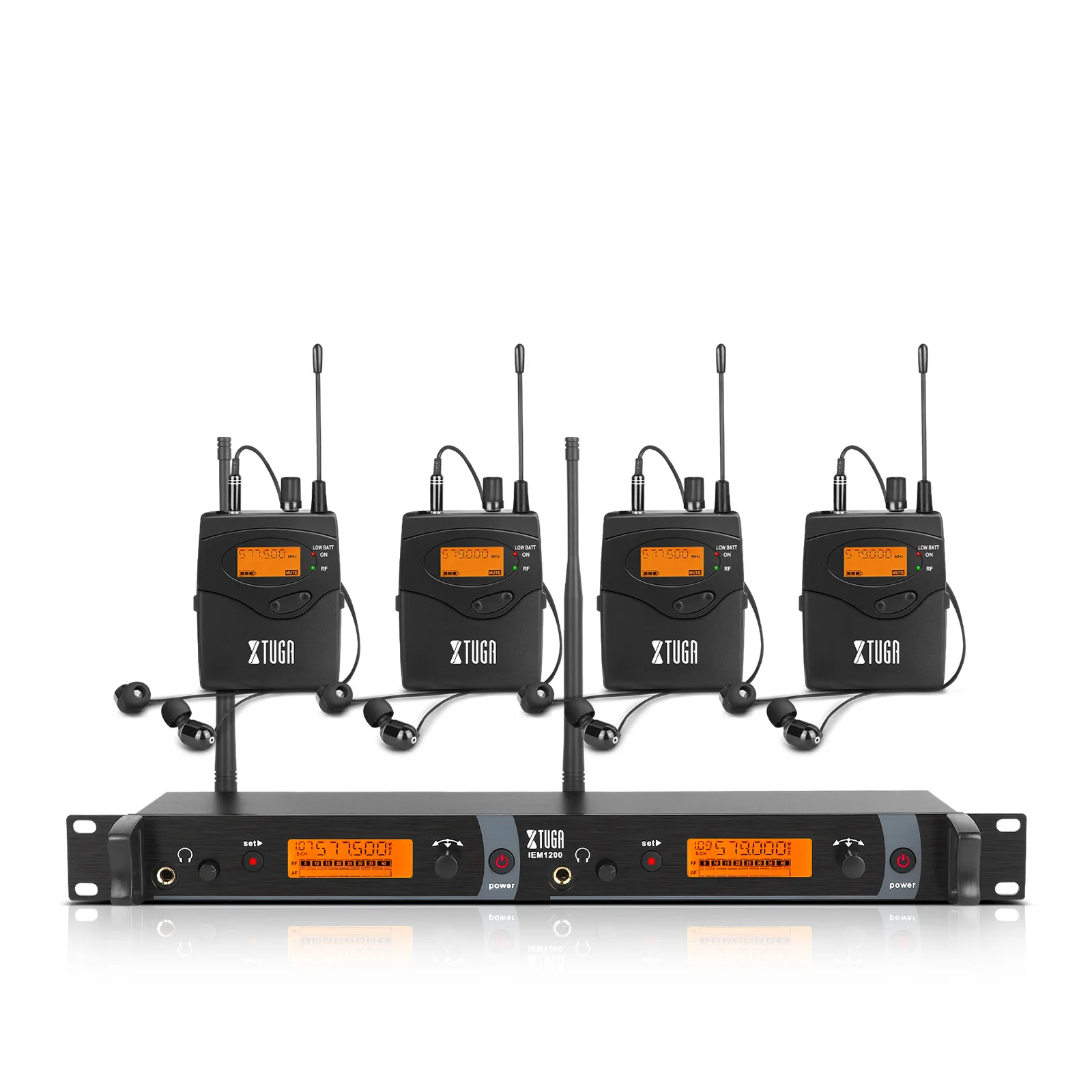 

XTUGA IEM1200 Беспроводные наушники для мониторинга сцены, двухканальная передающая частота, запись диапазона