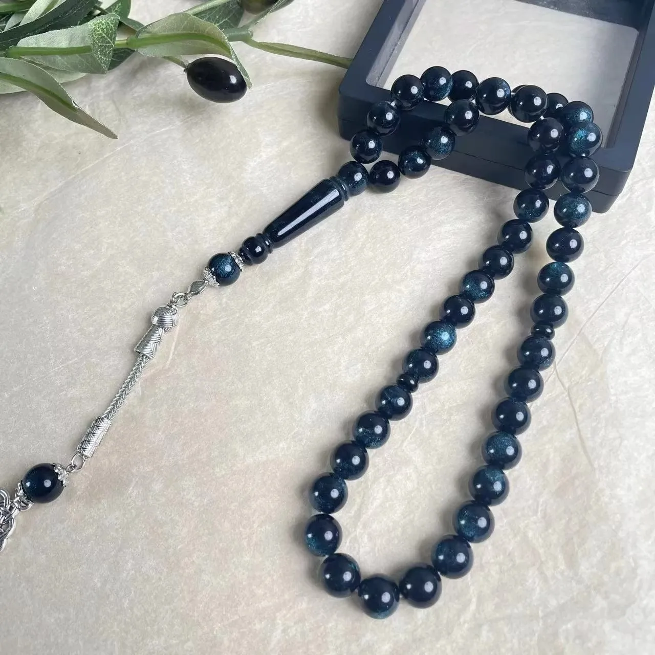 Muslim Prayer Beads 10mm 45pcs Resin Imitation Honey Amber Starlight Single Stem Bracelet TASBIH Middle East Style Jewelry
