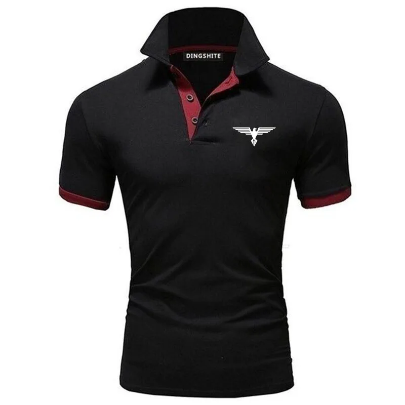 Polo collar contrasting color shirt office fashionable new T-shirt polo shirt men\'s summer top business casual breathable