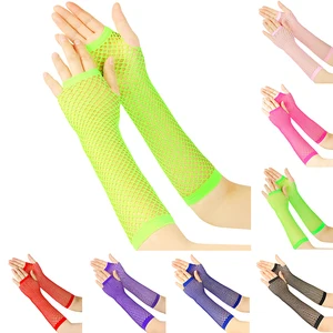 1 Paar weibliche Kurzfischnetzhandschuhe ohne Drücken Finger Punk Rock Handschuhe Fantasy Nachtclub Party heißes Glas Heiße Handschuhe heiß 6 Hauptverkäufe Tulle Handschuh - №4
