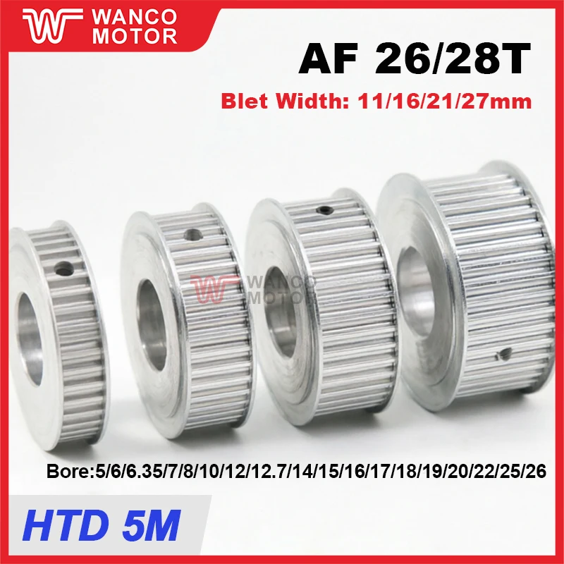 HTD 5M 26/28 Teeth Synchronous Pulley AF Type 5M Synchronous Pulley Applicable Belt Width 10/15/20/25mm Hole Diameter 5mm-26mm