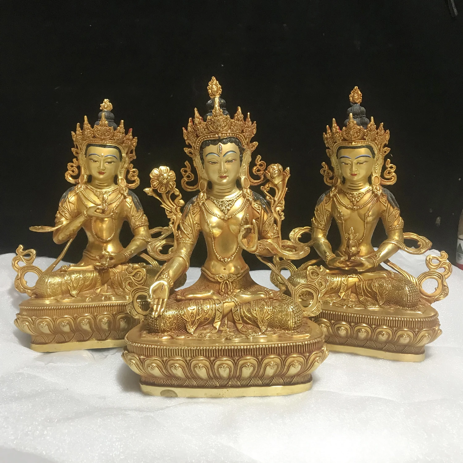 30cm lage Nepal good copper gilding Vajrasattva WhiteTara GUAN YIN Buddha statue Worship Family safety