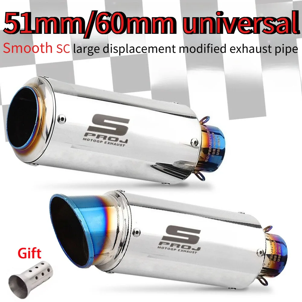 

Universal 51/60mm SC Stainless Steel Exhaust Muffler with DB Killer For Kawasaki Yamaha Honda Suzuki BMW KTM GP Racing Project