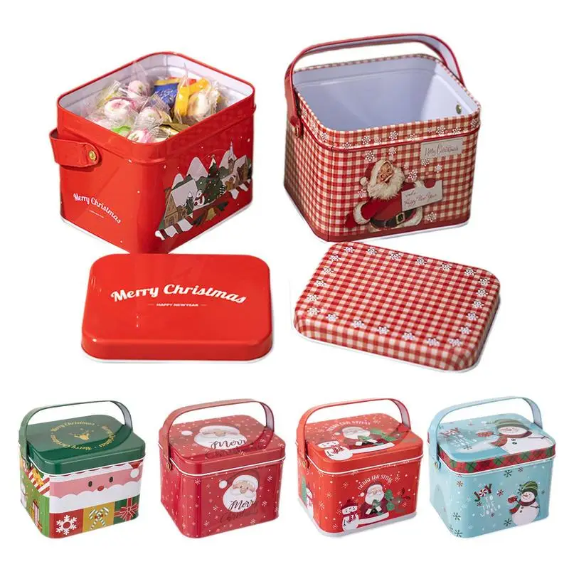 

Christmas Treat Boxes Rectangle Christmas Tin Box Candy Bowl Decorative Small Food Containers 6x Christmas Candy Jar For