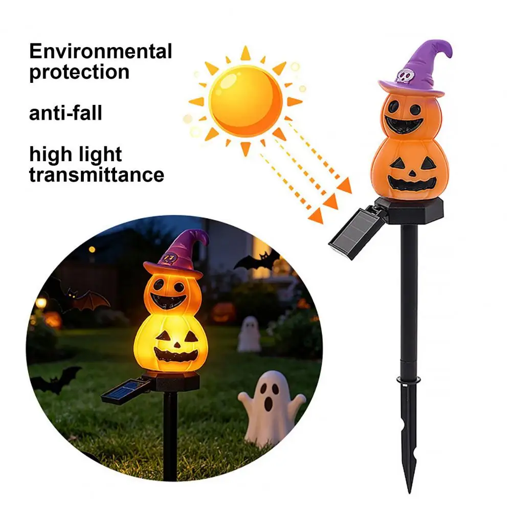 Jack-o'-lantern Lawn Ornaments Halloween Solar Pumpkin Light Garden Stake Waterproof Led Pathway Decor Double-layer Warm-tone