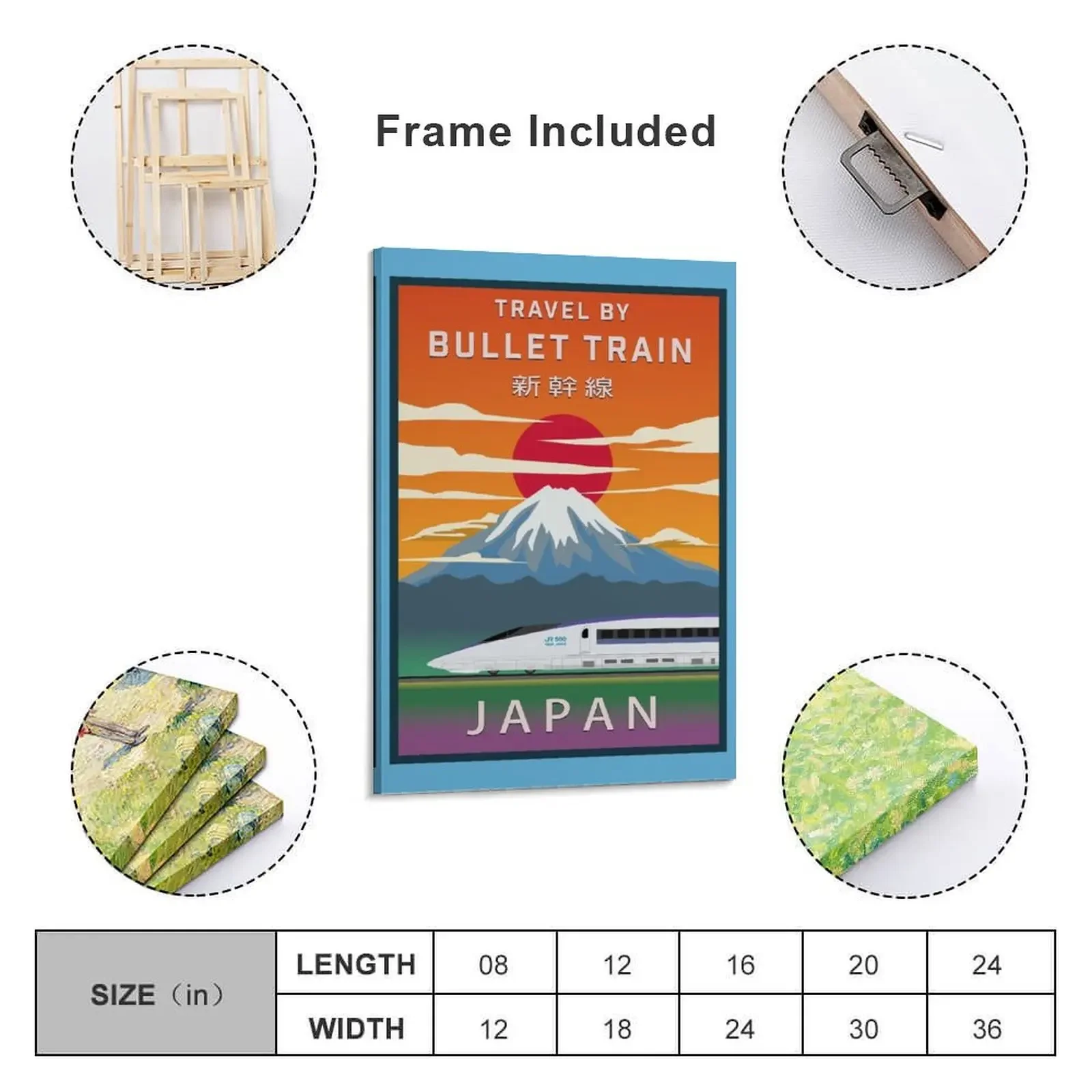 Travel Japan by Bullet Train - 500 Series Shinkansen Canvas Painting canvas wall decoration wallpapers home decor