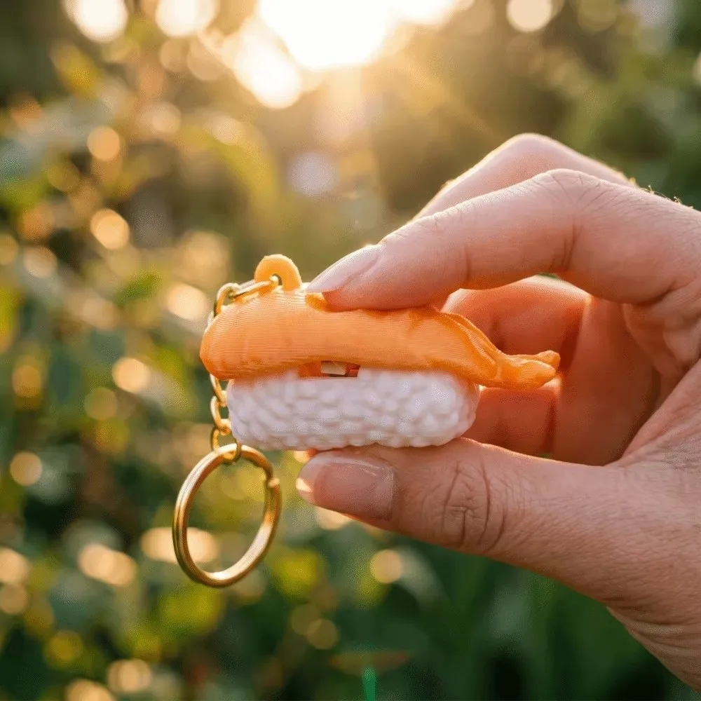 New PLA Sushi Clicker Keychain 3D Printed Realistic Sushi Sushi Fidget Handheld Clicking Bag Decoration Keychain Decoration