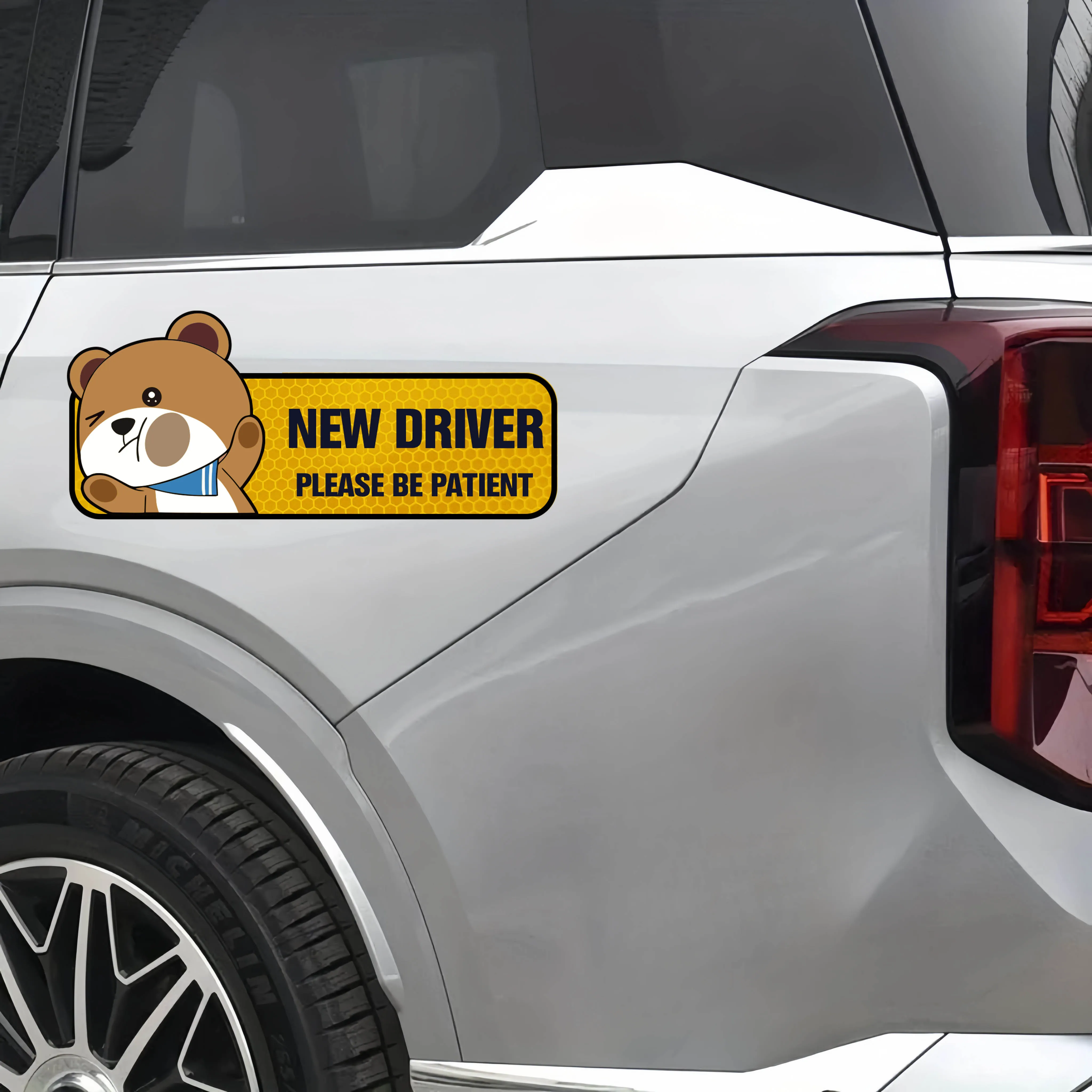 

Quirky Bear Reflective Car Sticker for Student Drivers, Car Warning Sticker for Novice Drivers