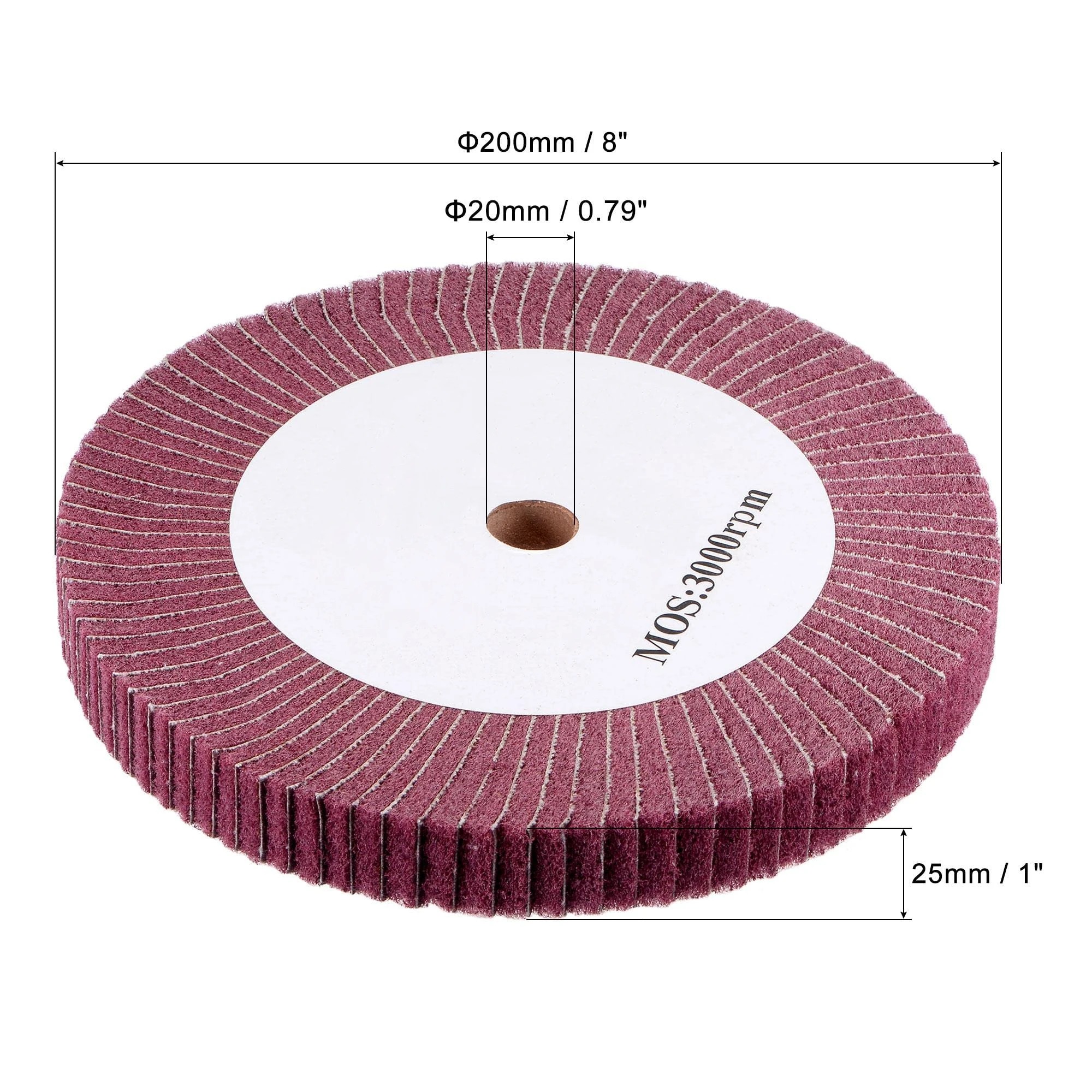 200mm x 25mm 180 grão de fibra de náilon moagem e polimento rodas de escovação de aço inoxidável para metal de aço inoxidável