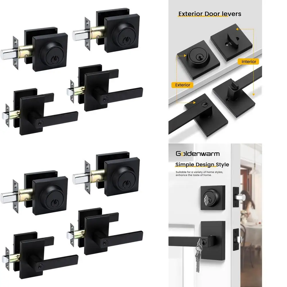 

Современный комплект замков для входной двери матового черного цвета с засовом, прочные ручки из цинкового сплава (2 шт.)