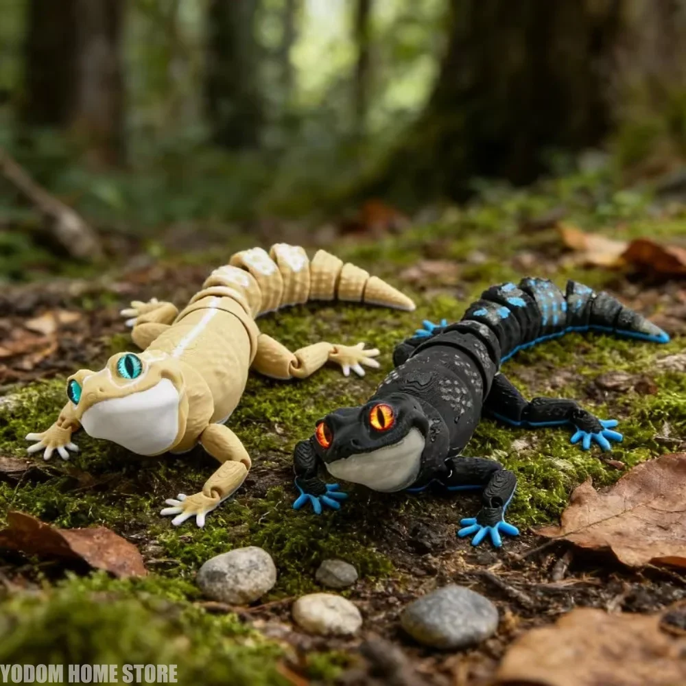 Multi-Jointed Movable Colorful Gecko Model, 3D Printed Articulated Lizard With Realistic Eyes, Table Home Ornament