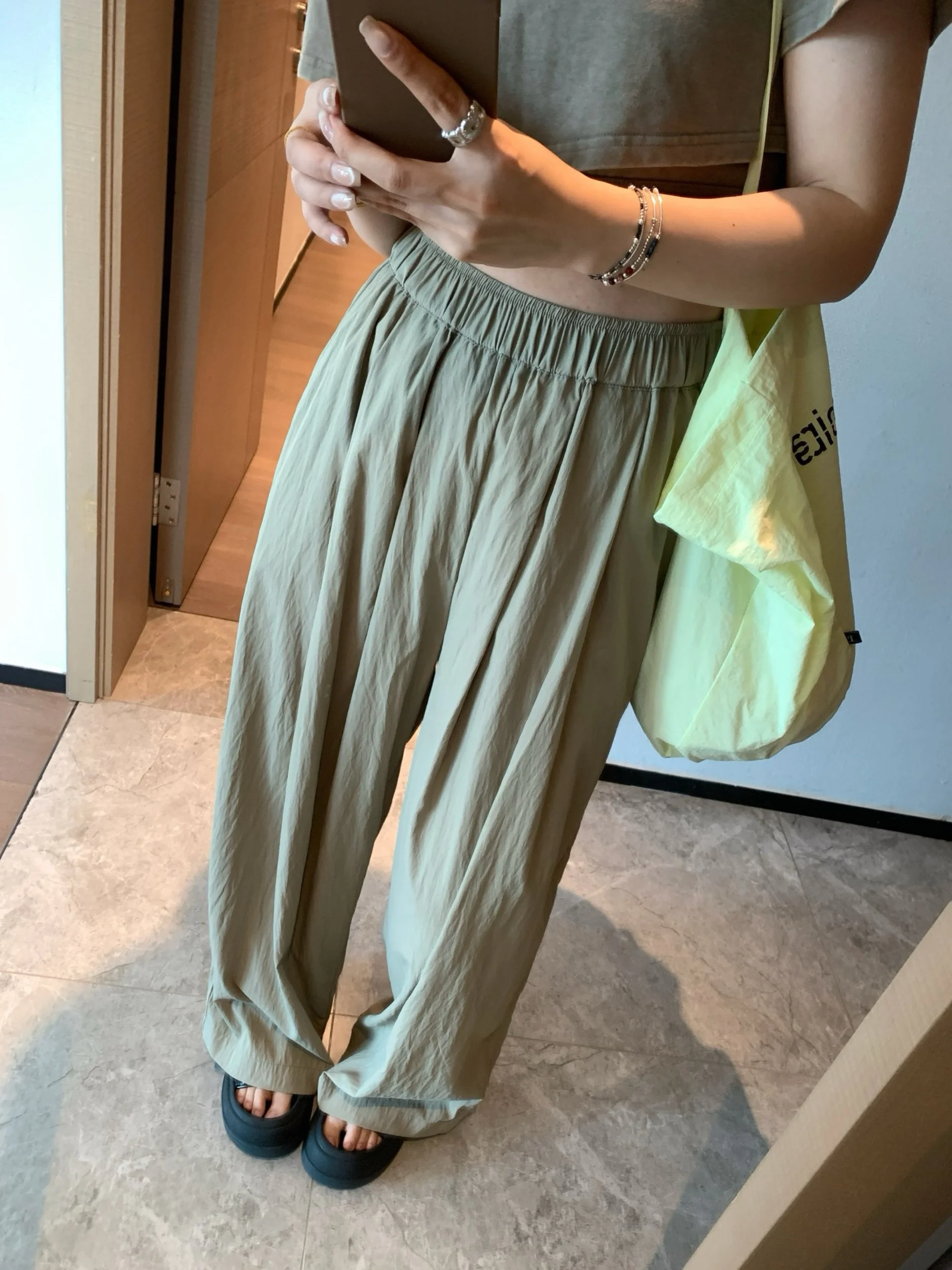 MoreL Casual Cool Feeling Thin Wide Leg Summer Pants High Waist Straight Leg Pants Comfortable Loose Fit High Waist Long T...