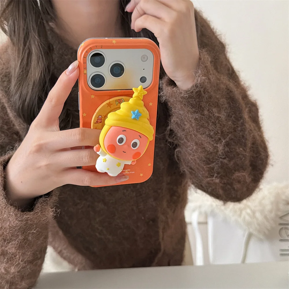 

Cute Cartoon Star With Magsafe Magnetic Stand Phone Case For iPhone 17 Pro Max 16 Pro 14 15 Cases Protective Cover Holder Fundas