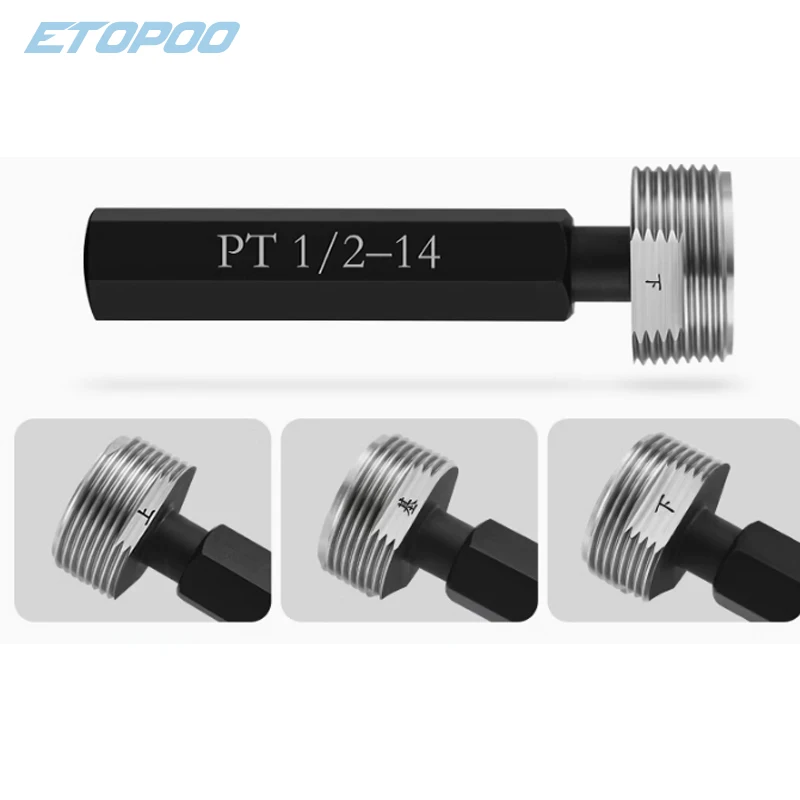 2“3“”4“5“6“3-Step PT Thread Plug/Ring Gauge, Go/NoGo Gauge for Pipe Fitting Inspection, High Precision Wear-Resistant