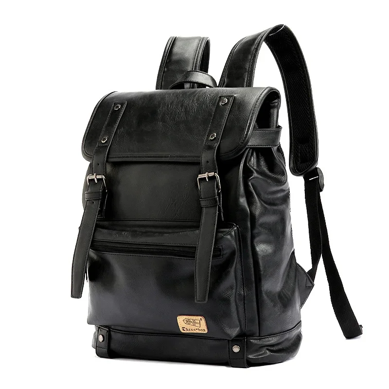 

Hot Brand Men's Large Capacity Backpack Teen Student Laptop Bag Travel Men High Quality Leather Vintage Daypack Mochila