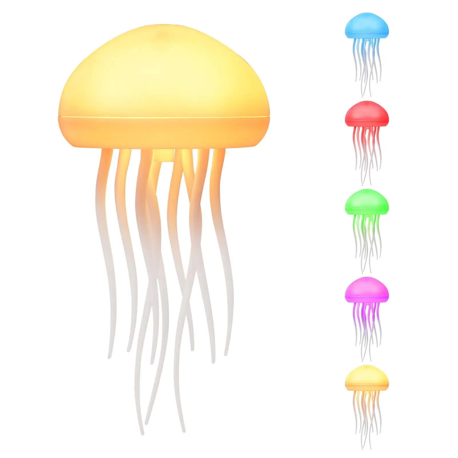

Voice-Controlled Jellyfish Lamp with Dancing Tentacles – RGB Gradient Bedside Light, Rechargeable Touch Sensor Table Lamp