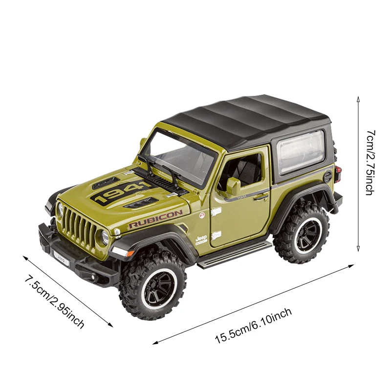 1/32 Wrangler Alloy Diecast Car Models Toy 1941 Rubicon Metal Off-Road Vehicles with Sound Light Car Toys for Children Boys