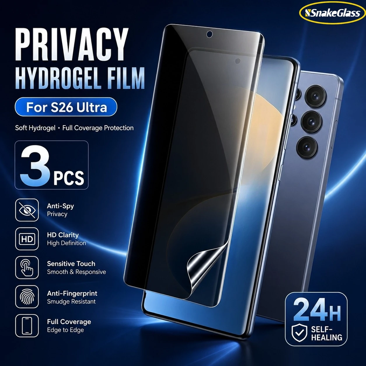 3PCS Privacy Hydrogel Film For Samsung Galasy S26 Ultra S25+ S24 Plus S23 S22 S21FE S20+ S10E S9 S8+ Anti Spy Screen Protector
