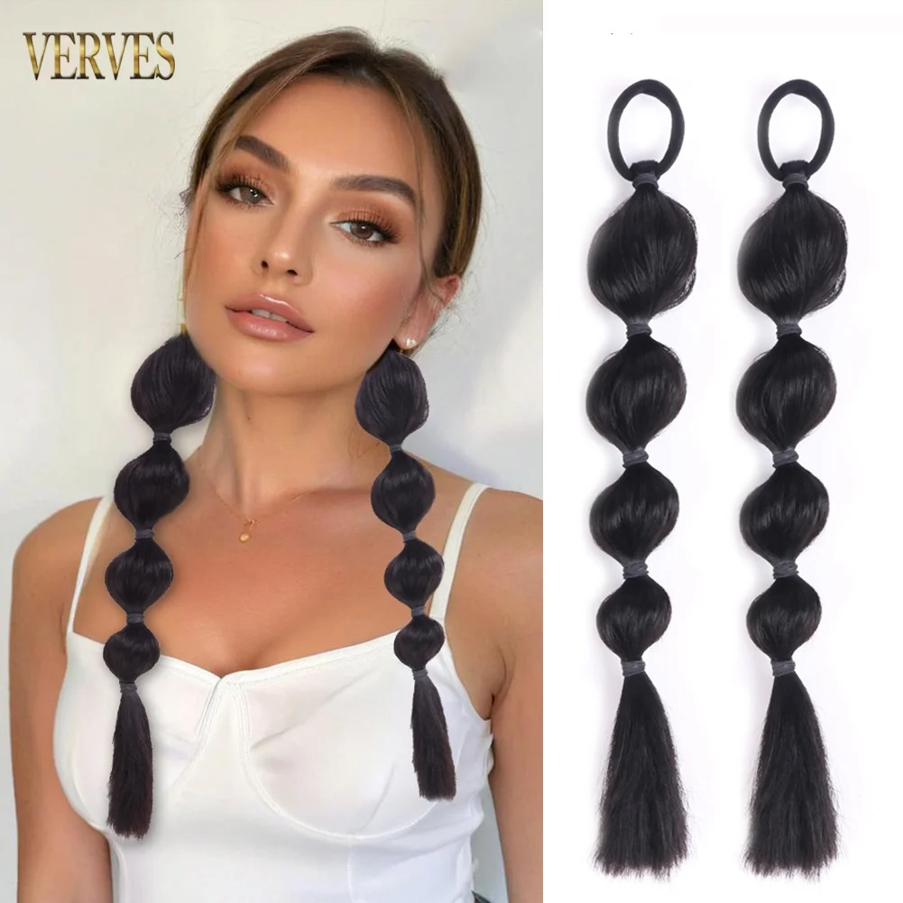 

Черные синтетические пузырьковые наращивание волос, 2 шт., 12 дюймов, 16 дюймов, 20 дюймов, косички в стиле пузырьков для детей, женщин и девочек, пузырь с резинкой для волос