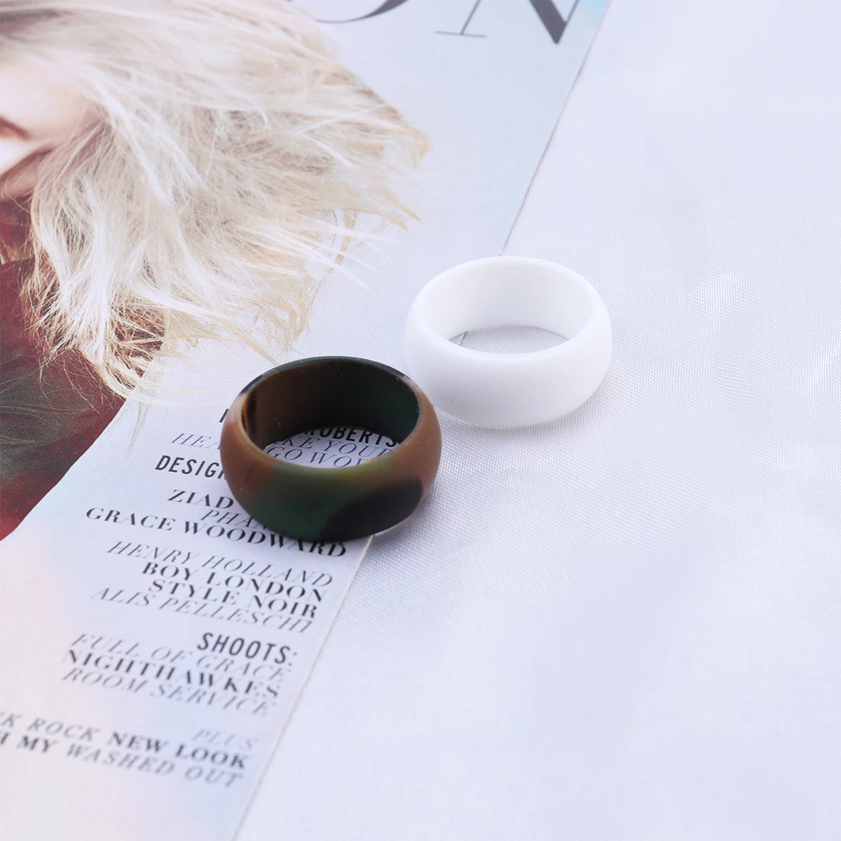 

7 pcs Silicone Rings Couples Wedding Bands Mens Jewelry Matching Camouflage Finger Rings Durable Large