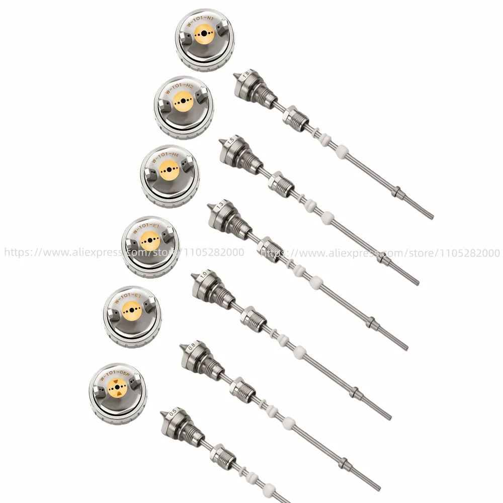 

Наборы сопел и игл для краскопульта W101, комплекты воздушных колпачков для краскопульта W-101 HVLP, для покраски автомобилей и мебели, сопла 1.0/1.3/1.5/1.8 мм