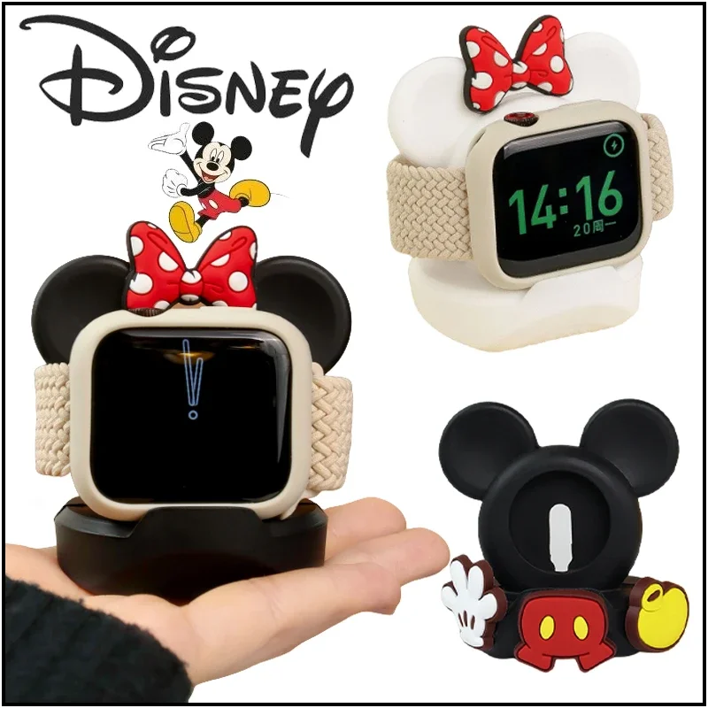 Disney Mickey Silicone Charger Desk Stand for Apple Watch Series 7 6 5 4 3 2 1 Se Cartoon Charging Desktop Holder Accessories