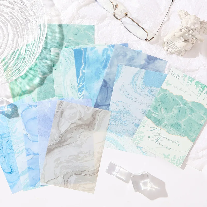 15Pcs PET Water Ripple Texture Material Paper, Tide Mark Transparent Decor Sheets for Junk Journal Scrapbooking Collage