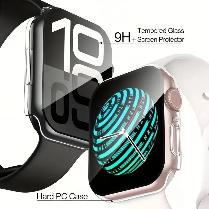Schutzhülle aus gehärtetem Glas für Apple Watch 9 8 7 45 mm 41 mm Vollständig stoßfeste Hülle für iWatch 6 5 4 SE 44 mm 42 mm 40 mm