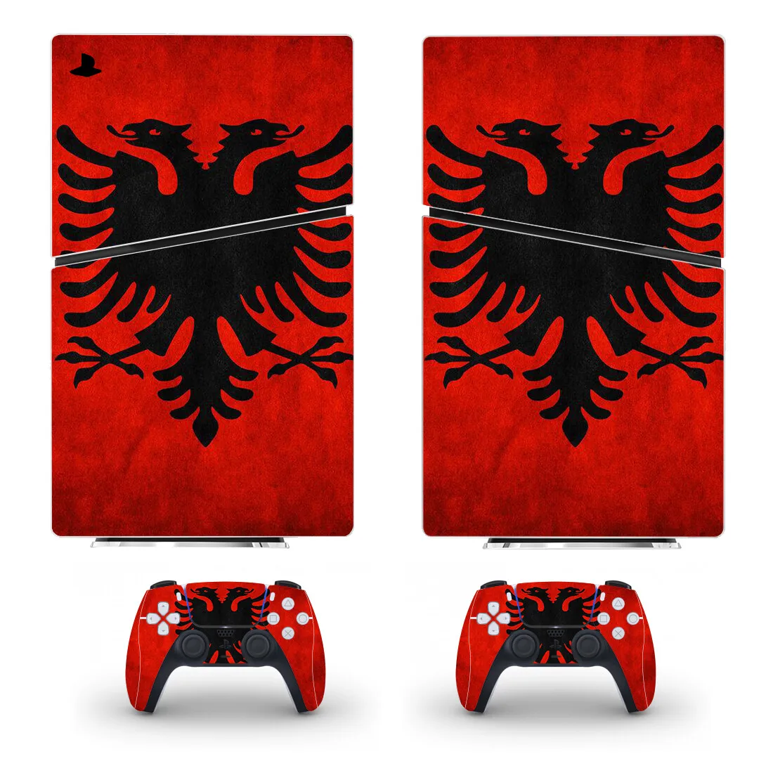 Albania National Flag PS5 Slim Digital Skin Sticker Decal Cover for Console and 2 Controllers New PS5 Slim Skin Sticker Vinyl