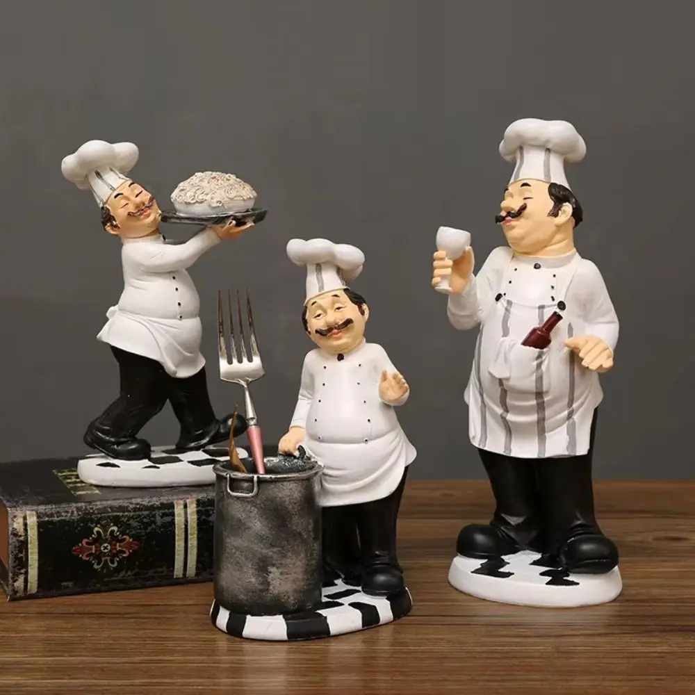 

Handicraft Rustic Bakery Chef Resin Statue Simulated Crafts Farmhouse Cake Shop Decor Funny Doll Collectible
