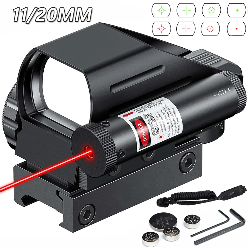 2 in 1 Red Dot Sight Laser Combo 1X22X33 Hunting Optics Riflescope with Laser Sight Reflex Rifle Scope for 11/20mm Rail