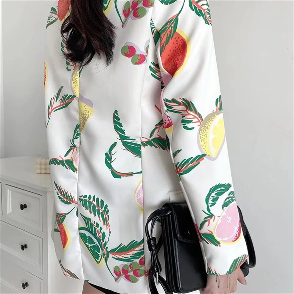 PB&ZA 2024 Spring New Women\'s Fashion and Elegance Casual Versatile Fresh Fruit Print Suit Coat