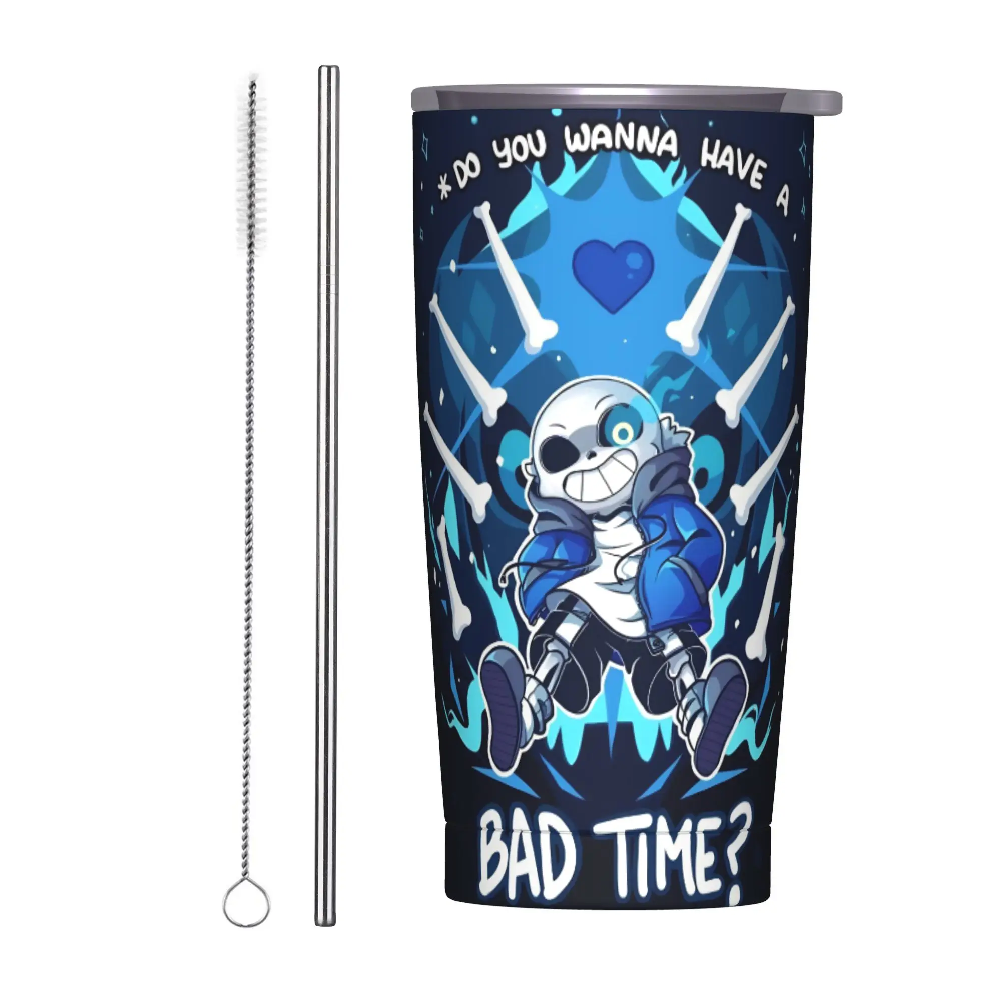 

Undertale Sans Game Стакан Вакуумные изолированные кофейные чашки с крышкой Соломенные автомобильные кружки Горячие холодные напитки, 20 унций