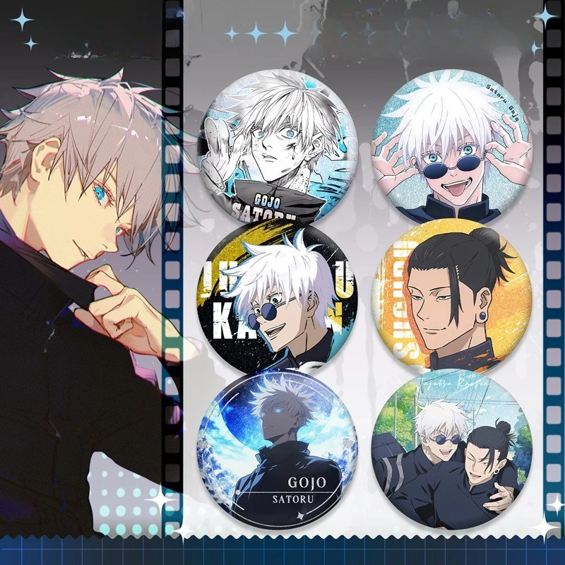 

58 мм круглый лазерный значок Jujutsu Kaisen Gojo Satoru, аксессуар для косплея, аксессуар для вентилятора, подарок на Рождество и Хэллоуин