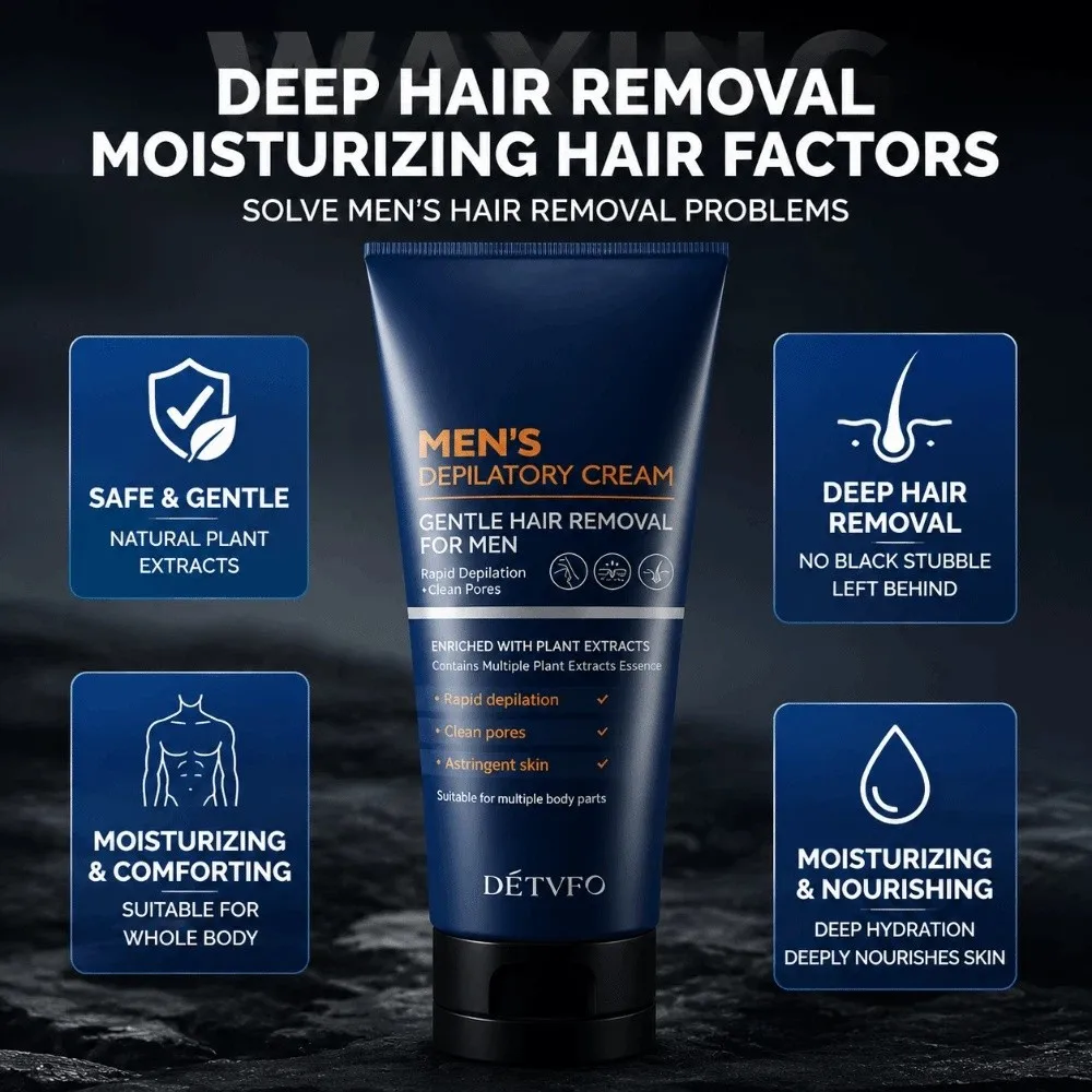 Professional Soothing Men's Hair Removal Cream Stubble Free Fast Acting Armpit Depilatory Cream Gentle Formula Male Epilator Leg