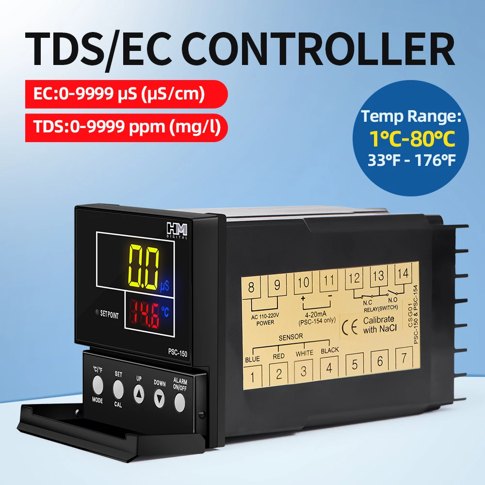 TDS EC تحكم الموصلية الكهربائية متر مراقبة المياه الصناعية عبر الإنترنت مع التحقيق LED عرض إنذار PSC-150/PSC-154
