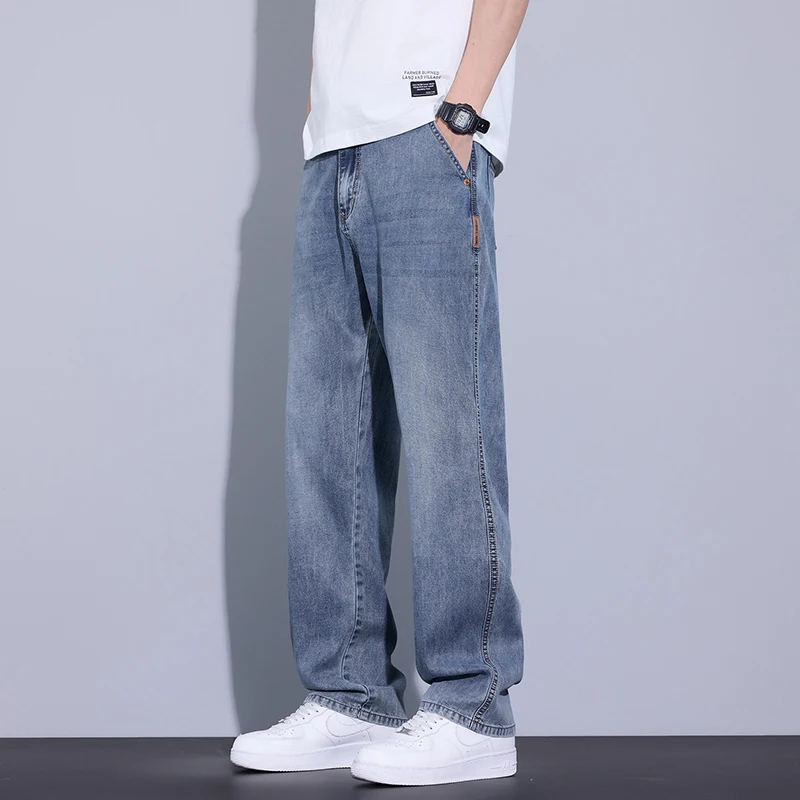 GIOIOMen's Jeans，2025Spring Summer New Loose Straight Thin Denim Long Pants，Fashionable Versatile Casual Pants