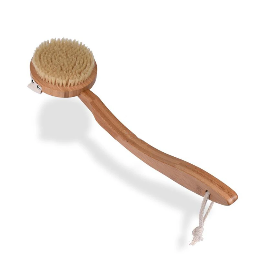 

42x10.5x3.7cm Pig Bristle Body Brush Natural Bristle Bath Brush Ergonomic Handle Exfoliating Shower Scrubber for Skin Care