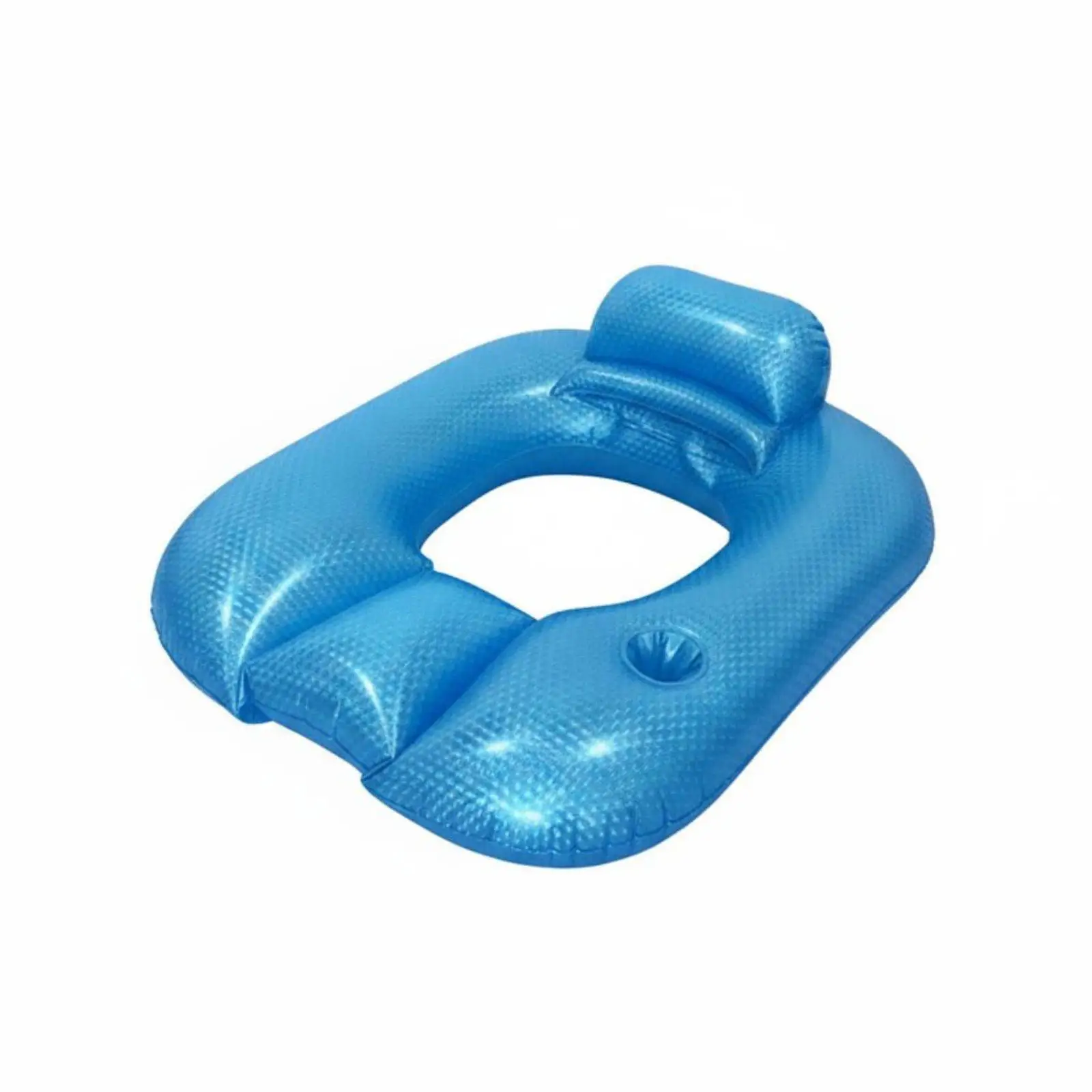 Inflatable Adult Float Ergonomic Square Chair Pool Recliner with Drink Holder for Sunbathing Lake and Outdoor Lounging