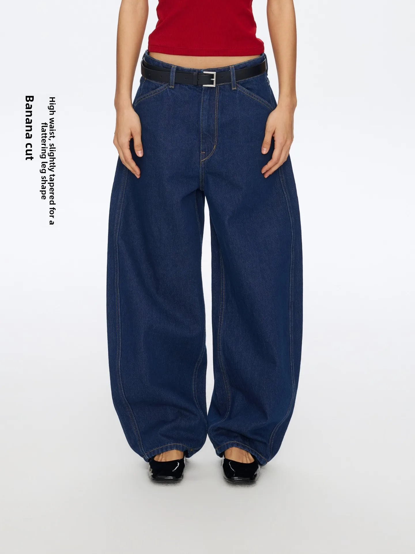 

Джинсы Oneup Retro Blue Denim: прямые, свободные, широкие, с 3D-кроем, из хлопка, для женщин