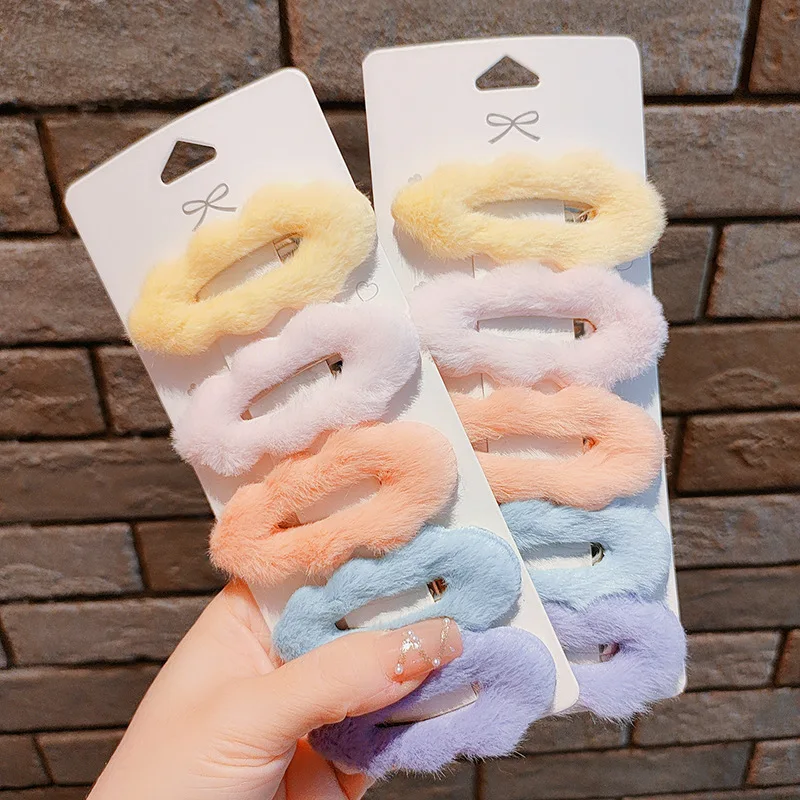 5 Pcs/Lot New Plush Hairpins Girls Hair Clips Hair Accessories Women Sweet Clouds Barrettes Kids Fashion Ornaments Gift