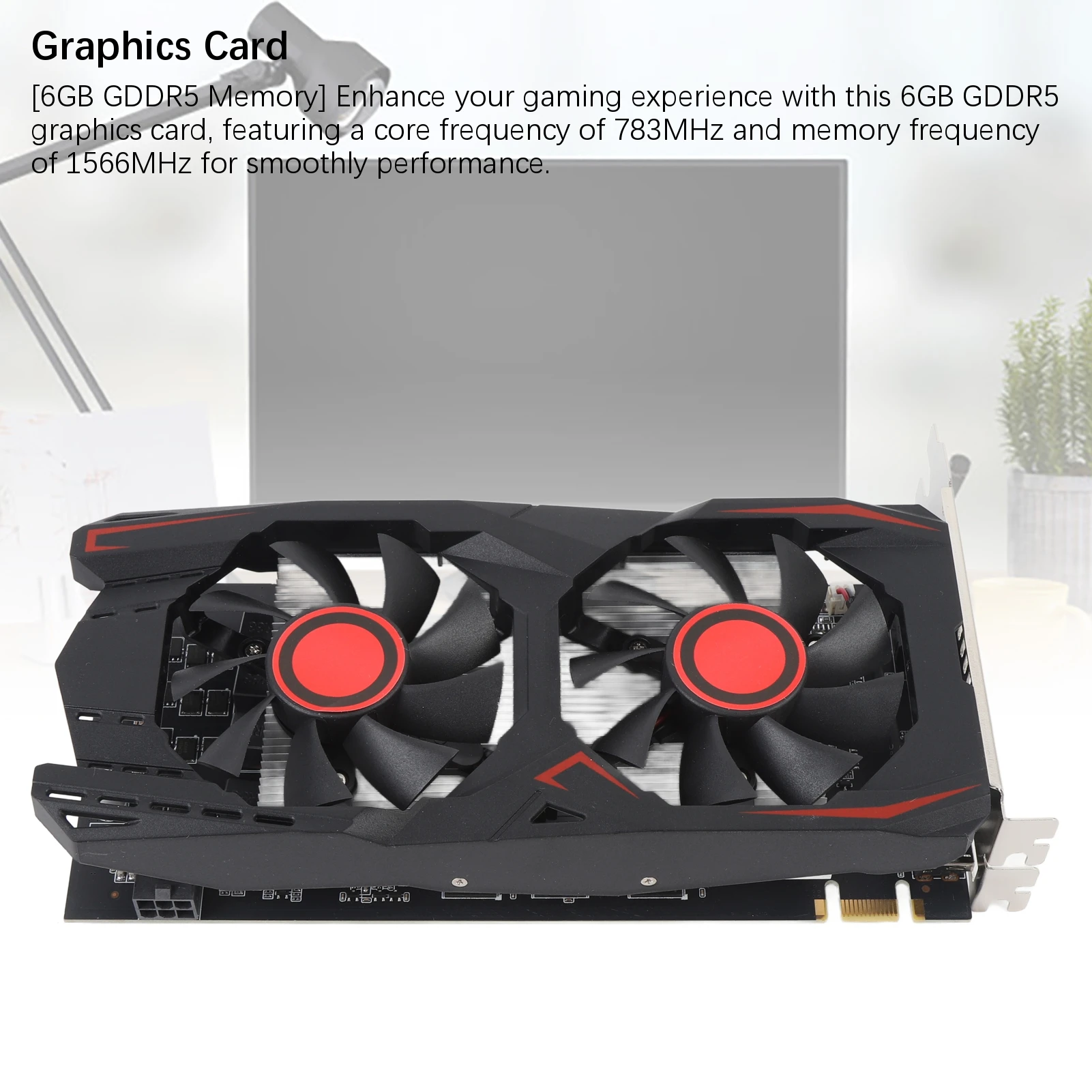 Graphics Card PCIE 2.0 16X Slot Gaming Video Card 6GB GDDR5 192BIT DVI VGA Interface HD Multimedia Interface Low Noise for PC view 5