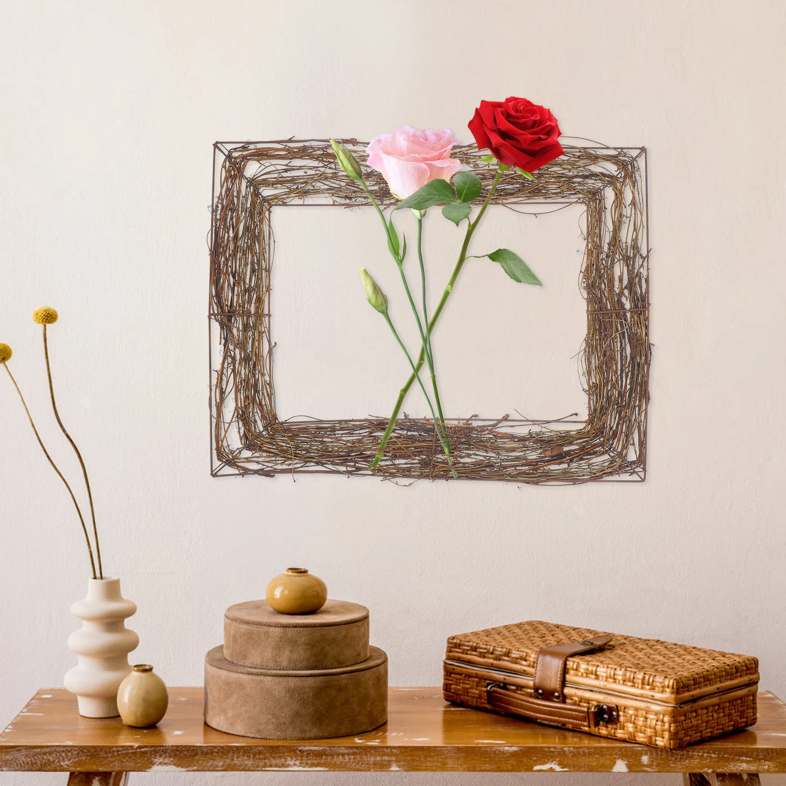 

2pcs Wreath Base For Diy Floral Crafts Home Decor Decoration Prop Natural Rattan Vine Branch Ornament Craft Supply