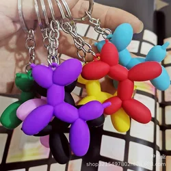 New Fashion Three-Dimensional Cute Balloon Dog Keychain Key Ring Creative Cartoon Mobile Phone Bag Car Pendant Fun Keychain