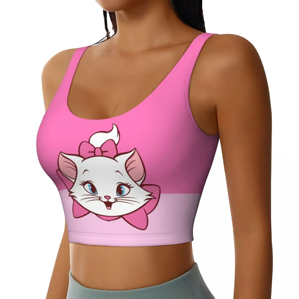 Custom Marie Workout Crop Tank Tops for Women Seamless Cat Manga Yoga Running Sports Bras