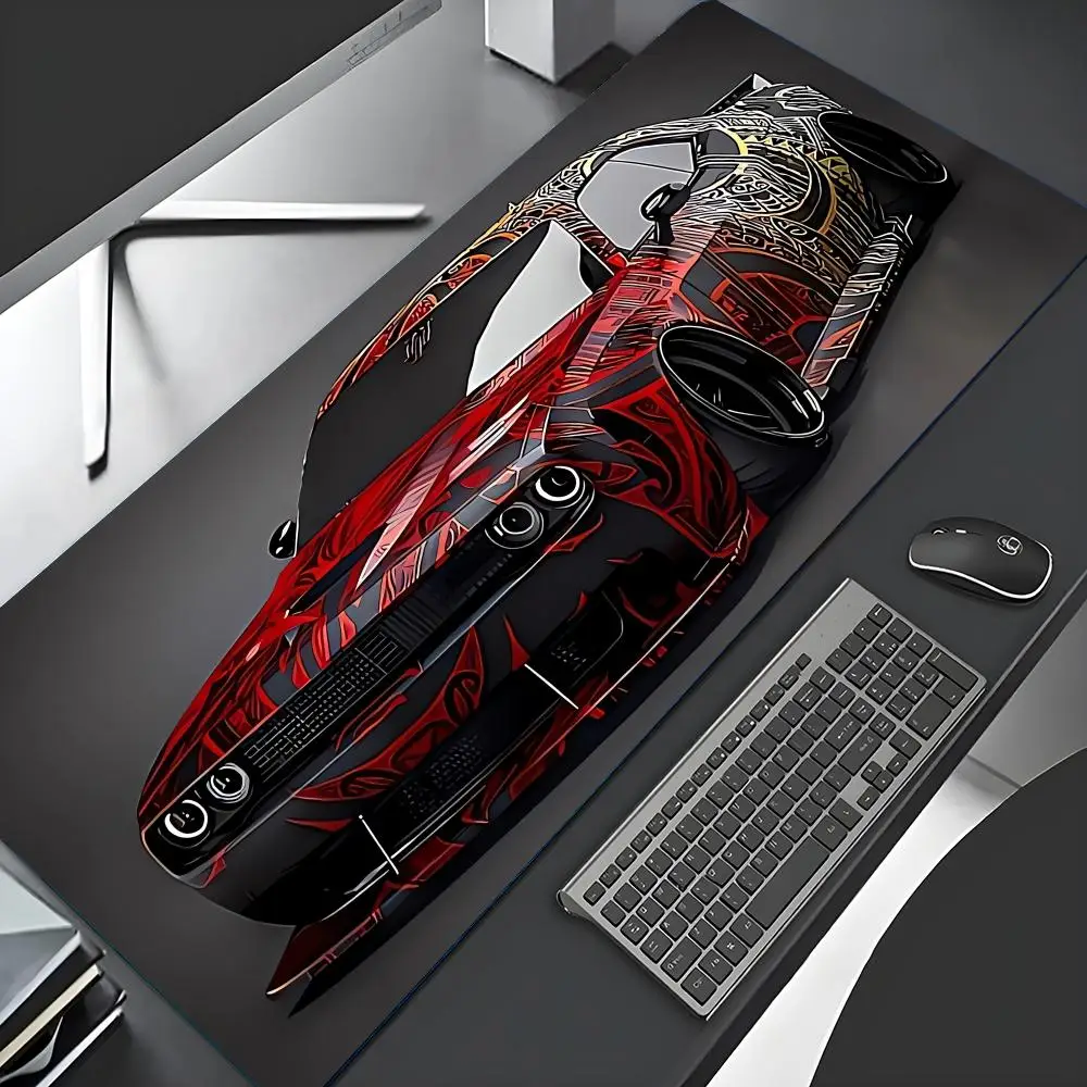 

Черные коврики для мыши Cool Car, большие коврики для компьютера, офиса, игр, XXL, противоскользящие, HD, игровые коврики для клавиатуры и мыши, длинные настольные коврики