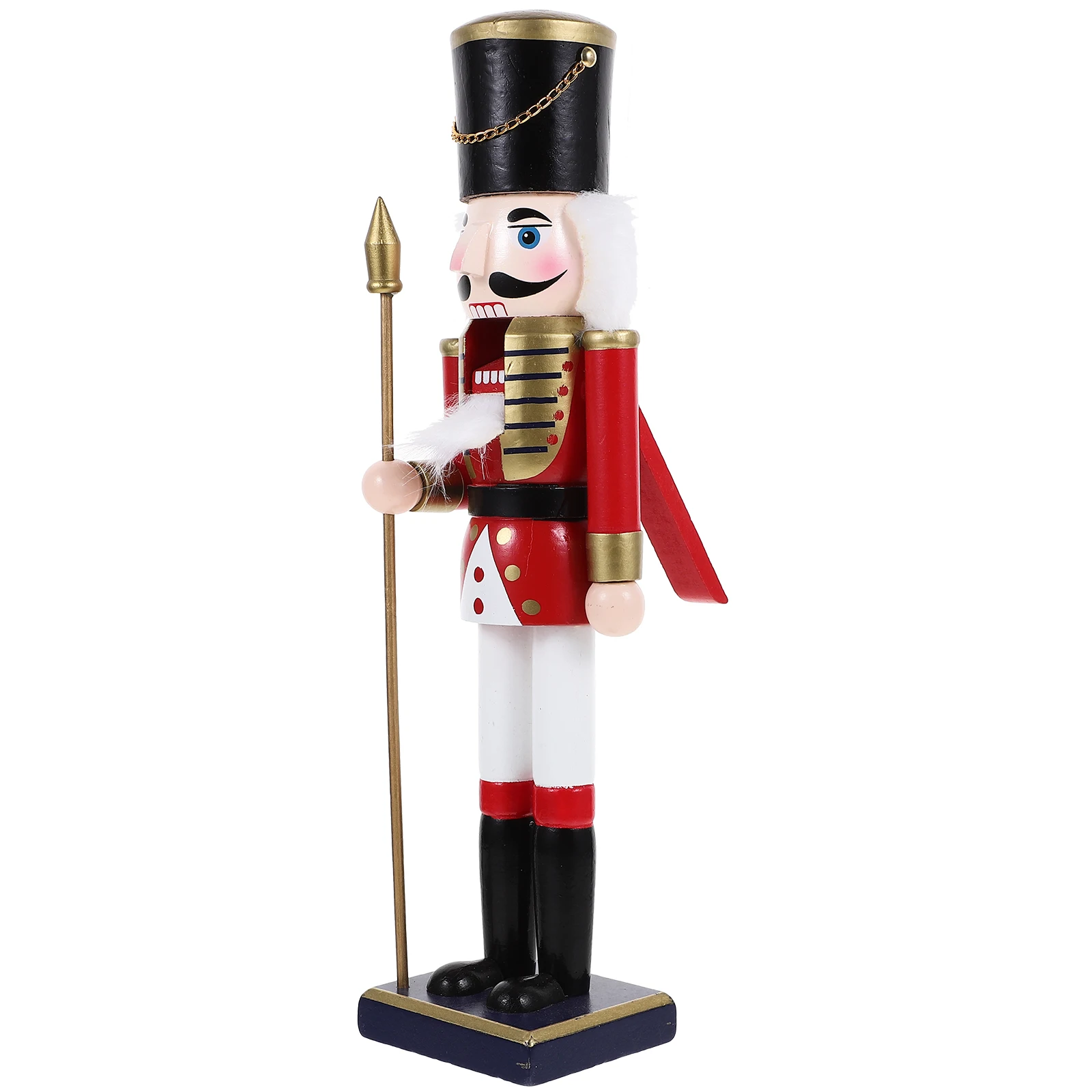 

Christmas Nutcracker Red Nutcracker Puppet Figure Staff 38CM Wood Puppet Figurine Home Decor Xmas Gift Desktop Toy