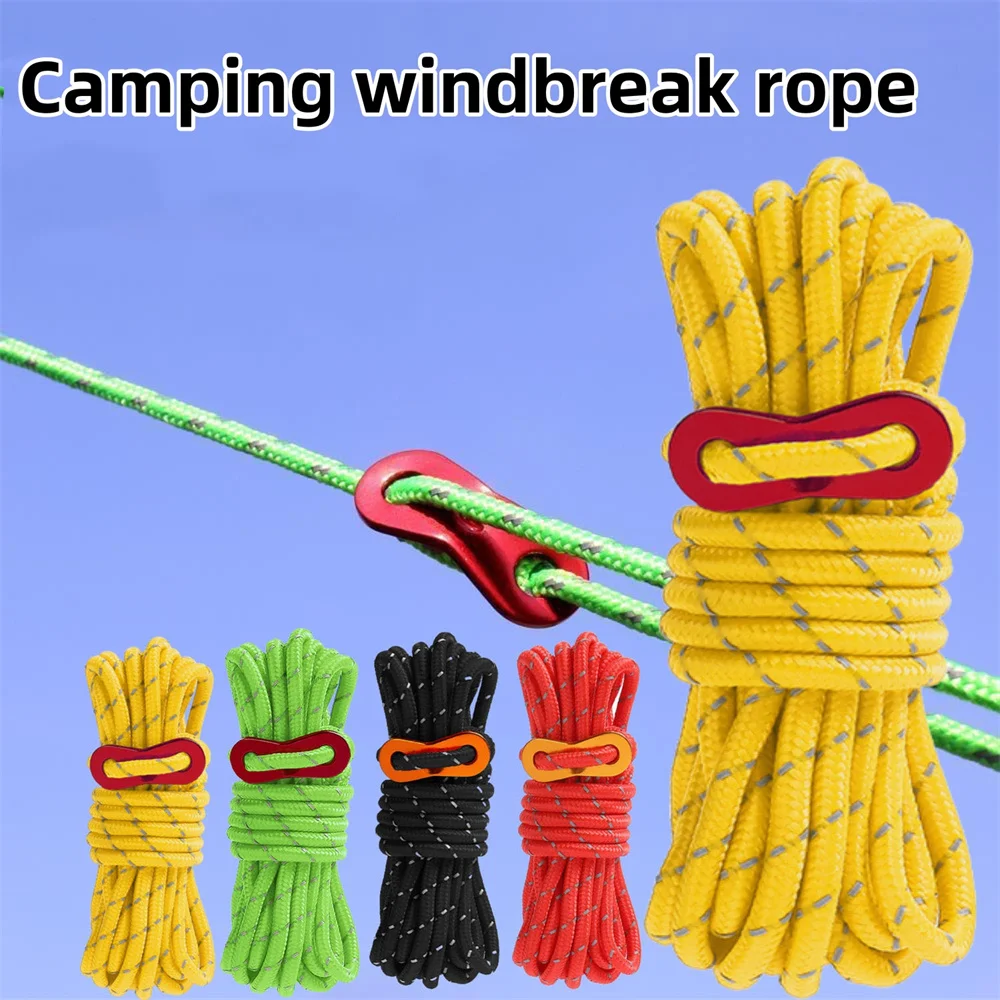 

4mm Paracord Rope Outdoor Multifunction Climbing Ropes Adjuster Reflective Paracord Rope Guy Lines Tent Rope Hiking Accessories